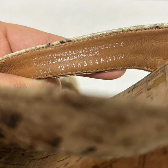 Tory Burch Suzy Sandals Snakeskin Cork Platform Wedge Leather - Size 7.5 - Picture 10 of 11